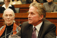 Jane Goodall and Michael Douglas