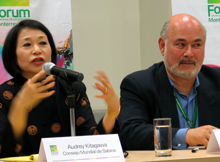 Audrey Kitagawa and Jonathan Granoff sharing a panel at the World Wisdom Council in Monterey, Mexico (2007) Audrey Kitagawa and Jonathan Granoff sharing a panel at the World Wisdom Council in Monterey, Mexico (2007)